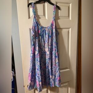 Lilly Pulitzer xxl Loro Blue & Pink Floral Sundress